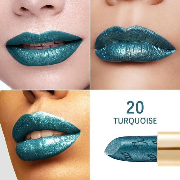 Oulac Metallic Glitter Green Lipstick for Women 4.3 g/0.15 oz (Turquoise(20)) - Picture 8 of 8